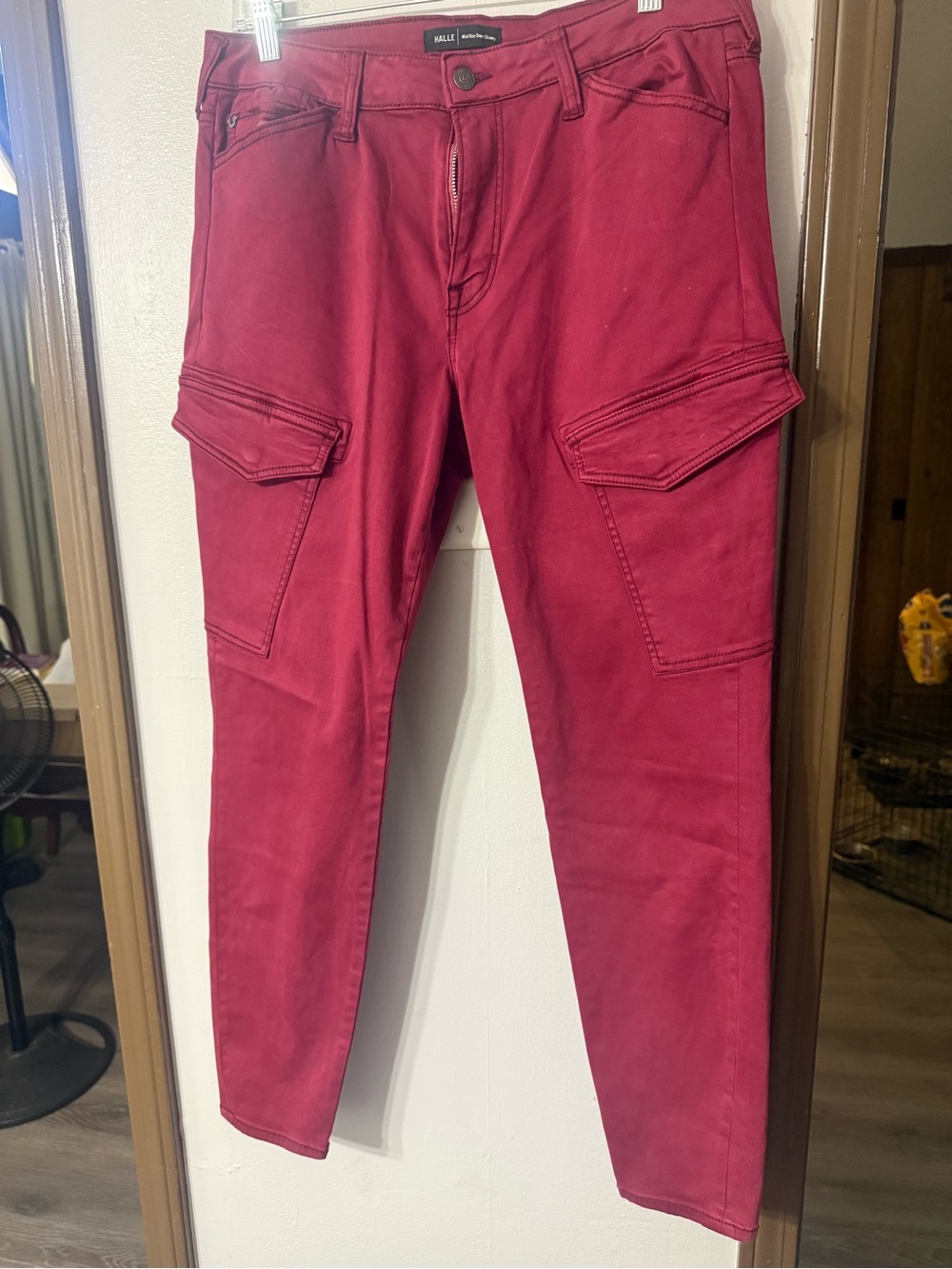 True Religion Halle Cargo Skinny Jeans Burgundy Wine Women’s 33x29